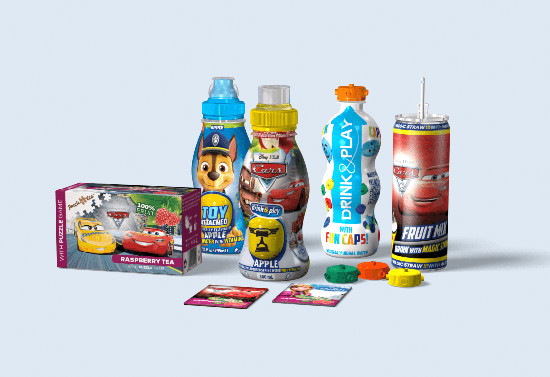 Packaging of soft drinks with toy